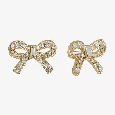 Monet Jewelry Gold Tone Glass 20mm Bow Stud Earrings