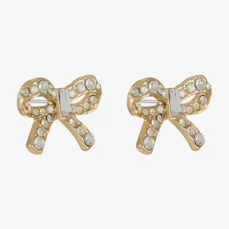 Monet Jewelry Gold Tone Glass 20mm Bow Stud Earrings