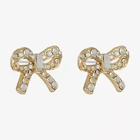 Monet Jewelry Gold Tone Glass 20mm Bow Stud Earrings