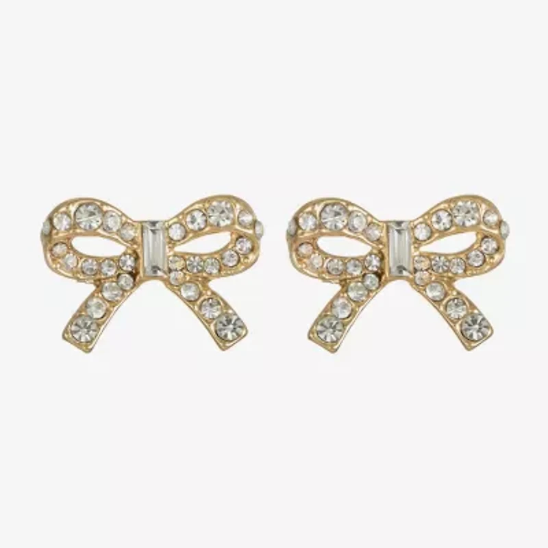Monet Jewelry Gold Tone Glass 20mm Bow Stud Earrings