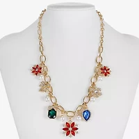 Monet Jewelry Gold Tone Holiday Womens Multi Color 18 Inch Collar Necklace