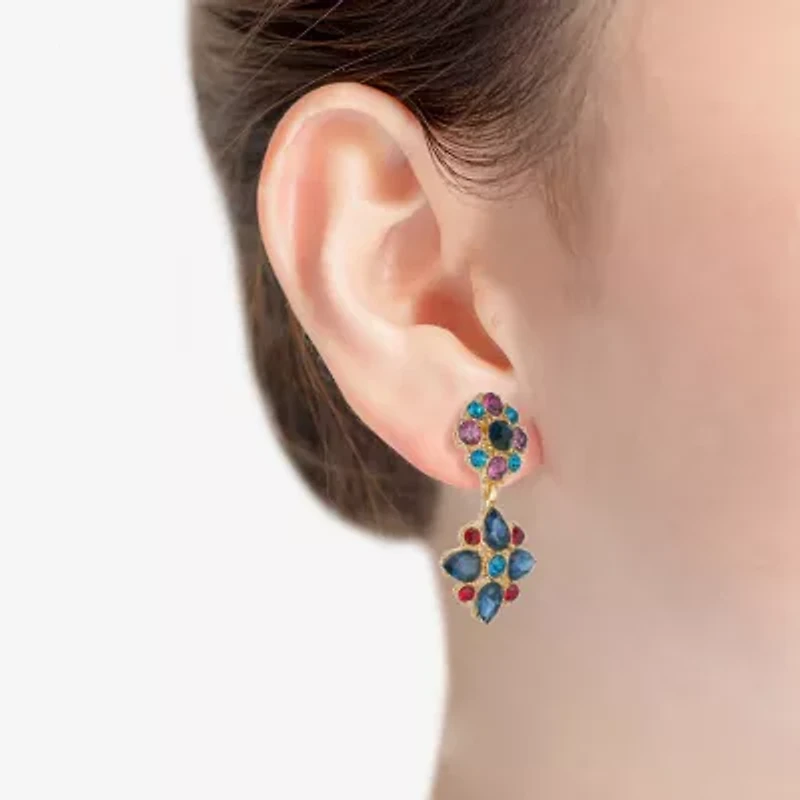 Monet Jewelry Gold Tone Womens Multi Color Glass Hypoallergenic Drop Earrings