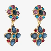 Monet Jewelry Gold Tone Womens Multi Color Glass Hypoallergenic Drop Earrings