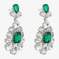 Monet Jewelry Silver Tone Womens Green Glass Hypoallergenic Drop Earrings
