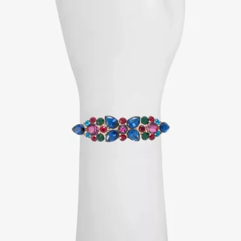 Monet Jewelry Gold Tone Womens Multi Color Glass Bangle Bracelet