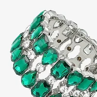 Monet Jewelry Silver Tone Womens Green Glass Stretch Bracelet