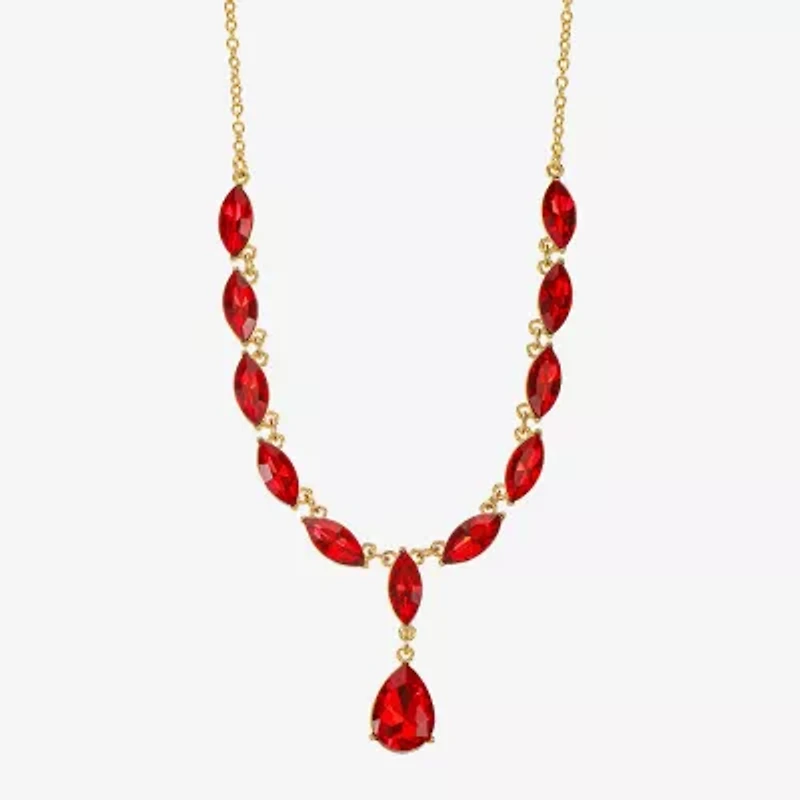 Monet Jewelry Gold Tone Womens Glass 17 Inch Y Necklace