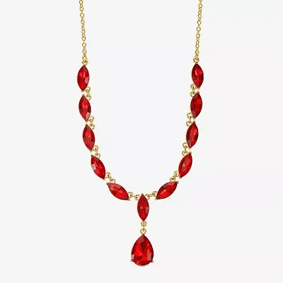 Monet Jewelry Gold Tone Womens Glass 17 Inch Y Necklace