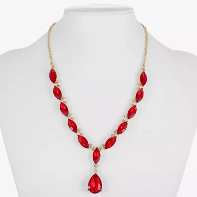 Monet Jewelry Gold Tone Womens Glass 17 Inch Y Necklace