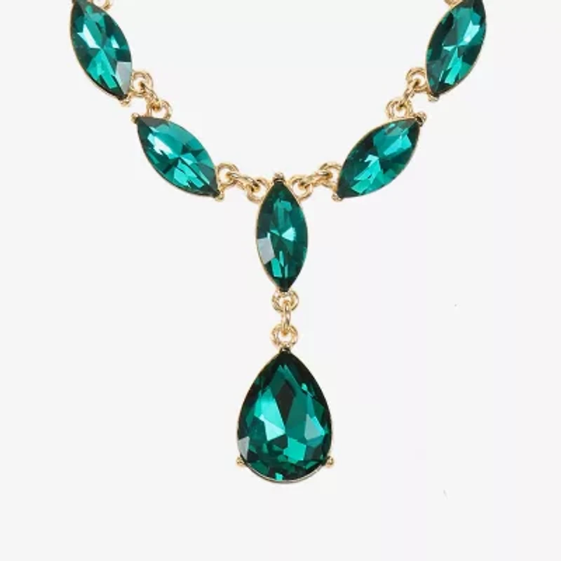 Monet Jewelry Gold Tone Womens Glass 17 Inch Y Necklace