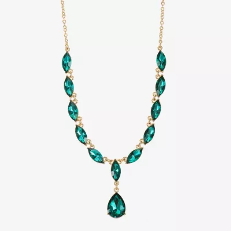 Monet Jewelry Gold Tone Womens Glass 17 Inch Y Necklace