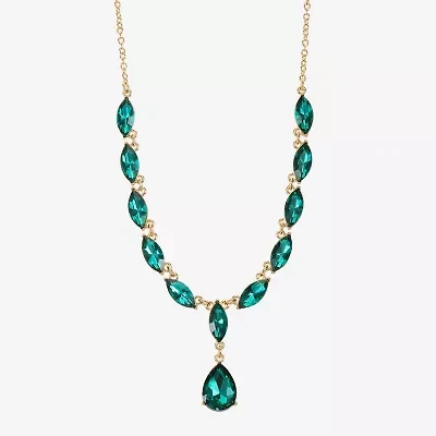 Monet Jewelry Gold Tone Womens Glass 17 Inch Y Necklace