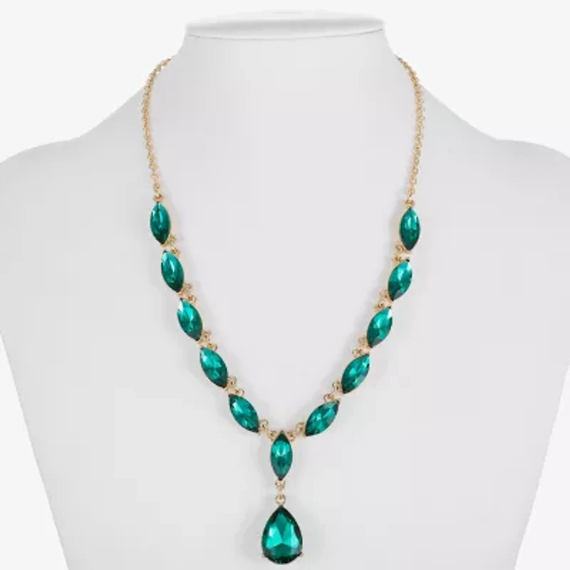 Monet Jewelry Gold Tone Womens Glass 17 Inch Y Necklace