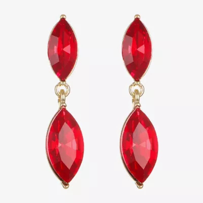 Monet Jewelry Gold Tone Double Womens Glass Marquise Hypoallergenic Drop Earrings