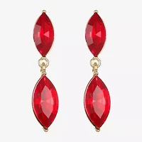 Monet Jewelry Gold Tone Double Womens Glass Marquise Hypoallergenic Drop Earrings
