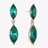 Monet Jewelry Gold Tone Double Womens Glass Marquise Hypoallergenic Drop Earrings