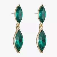 Monet Jewelry Gold Tone Double Womens Glass Marquise Hypoallergenic Drop Earrings