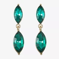 Monet Jewelry Gold Tone Double Womens Glass Marquise Hypoallergenic Drop Earrings