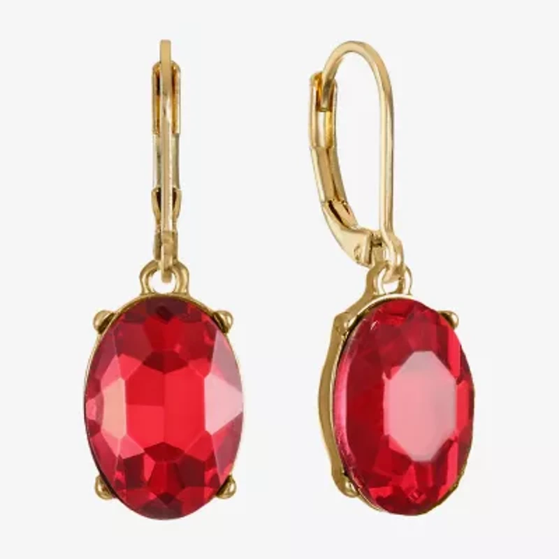 Monet Jewelry Gold Tone Womens Glass Oval Drop Earrings