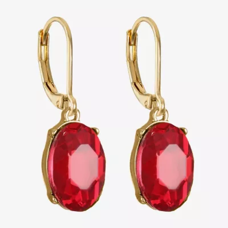 Monet Jewelry Gold Tone Womens Glass Oval Drop Earrings