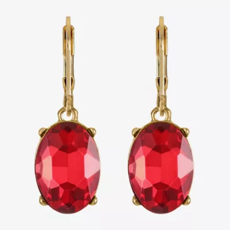 Monet Jewelry Gold Tone Womens Glass Oval Drop Earrings