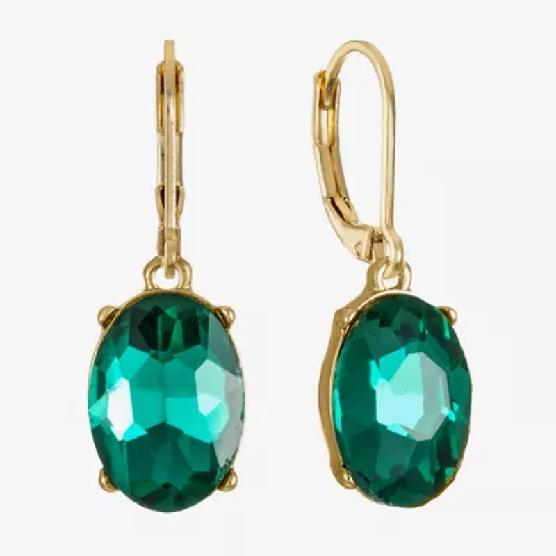 Monet Jewelry Gold Tone Womens Glass Oval Drop Earrings