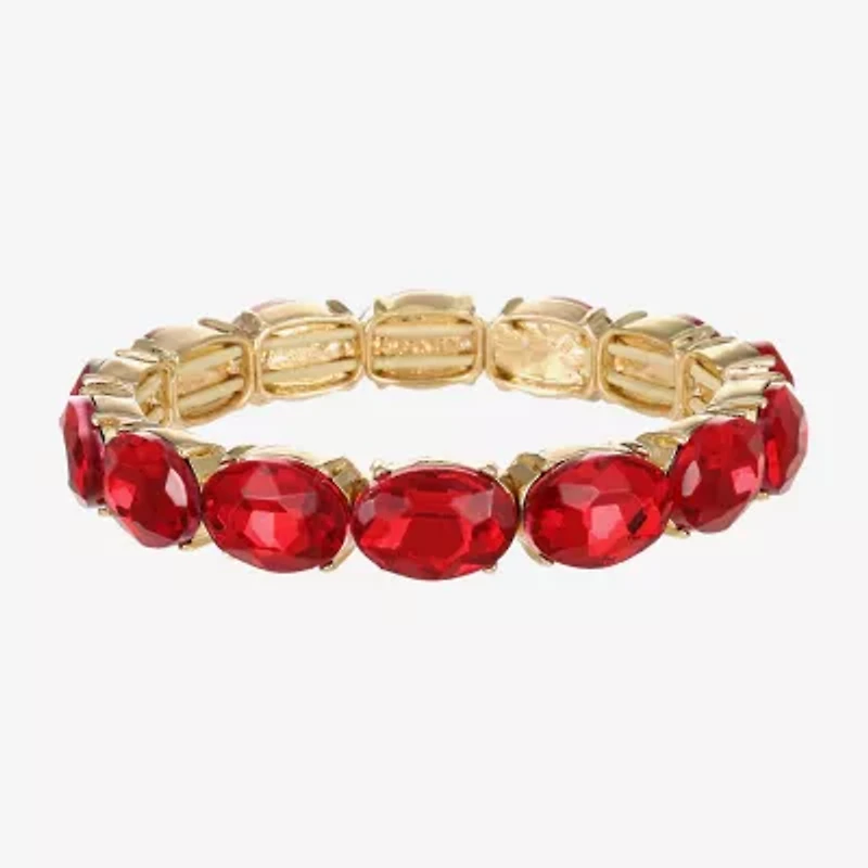 Monet Jewelry Gold Tone Womens Glass Oval Stretch Bracelet