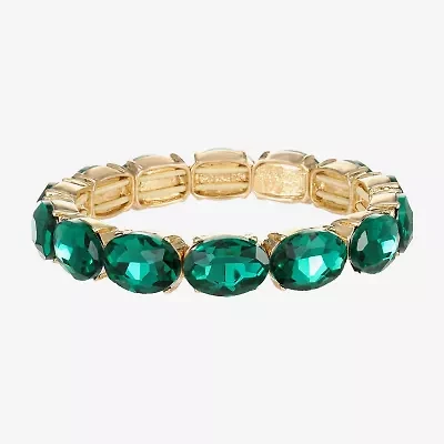 Monet Jewelry Gold Tone Womens Glass Oval Stretch Bracelet