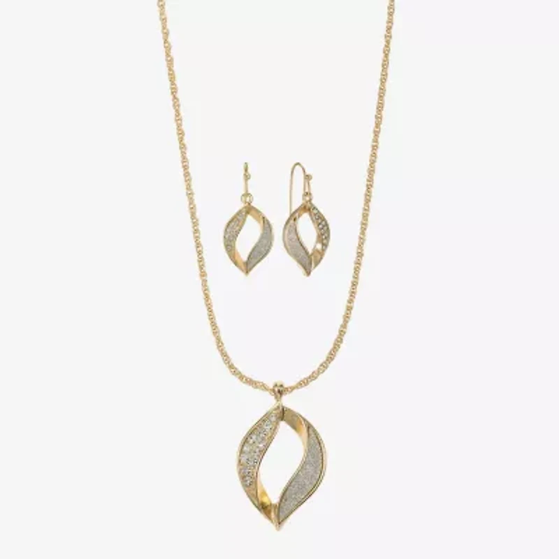 Monet Jewelry Two Tone Twist Pendant Necklace & Drop Earring Womens Glass 2-pc. Jewelry Set