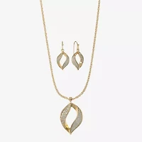Monet Jewelry Two Tone Twist Pendant Necklace & Drop Earring Womens Glass 2-pc. Jewelry Set
