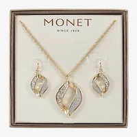 Monet Jewelry Two Tone Twist Pendant Necklace & Drop Earring Womens Glass 2-pc. Jewelry Set