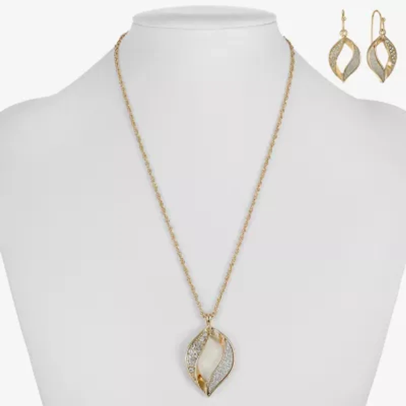 Monet Jewelry Two Tone Twist Pendant Necklace & Drop Earring Womens Glass 2-pc. Jewelry Set