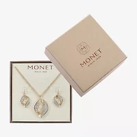 Monet Jewelry Two Tone Twist Pendant Necklace & Drop Earring Womens Glass 2-pc. Jewelry Set