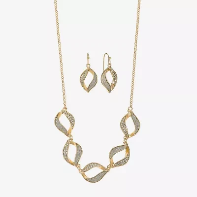 Monet Jewelry Two Tone Twist Collar Frontal Necklaces & Drop Earring Womens Glass 2-pc. Jewelry Set
