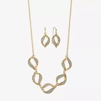 Monet Jewelry Two Tone Twist Collar Frontal Necklaces & Drop Earring Womens Glass 2-pc. Jewelry Set