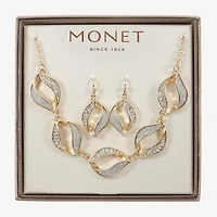 Monet Jewelry Two Tone Twist Collar Frontal Necklaces & Drop Earring Womens Glass 2-pc. Jewelry Set