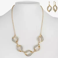 Monet Jewelry Two Tone Twist Collar Frontal Necklaces & Drop Earring Womens Glass 2-pc. Jewelry Set