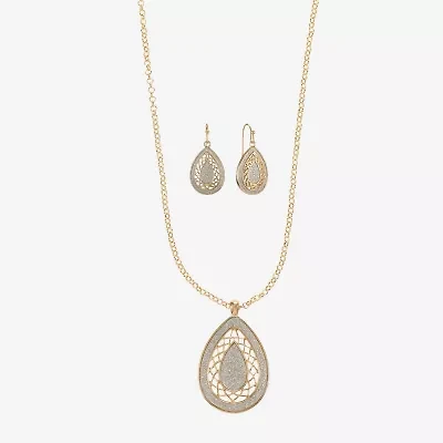 Monet Jewelry Two Tone Pendant Necklace & Drop Earring Womens 2-pc. Jewelry Set