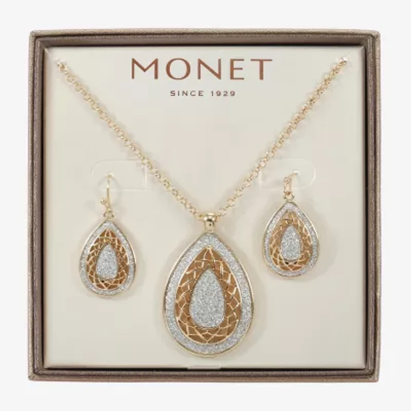 Monet Jewelry Two Tone Pendant Necklace & Drop Earring Womens 2-pc. Jewelry Set
