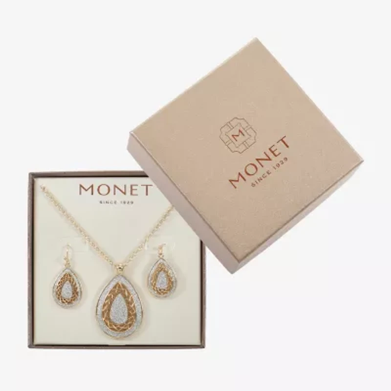 Monet Jewelry Two Tone Pendant Necklace & Drop Earring Womens 2-pc. Jewelry Set
