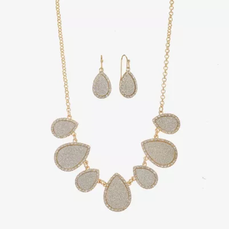 Monet Jewelry Two Tone Collar Frontal Necklaces & Drop Earring Womens Glass 2-pc. Jewelry Set