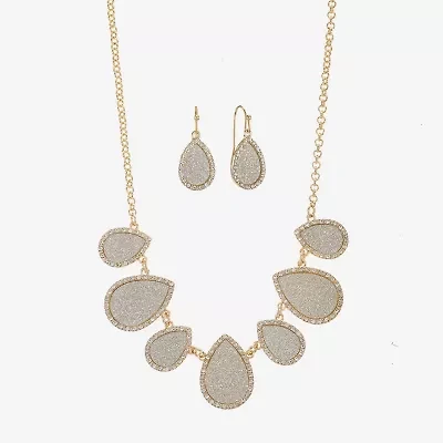 Monet Jewelry Two Tone Collar Frontal Necklaces & Drop Earring Womens Glass 2-pc. Jewelry Set