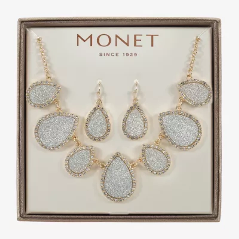 Monet Jewelry Two Tone Collar Frontal Necklaces & Drop Earring Womens Glass 2-pc. Jewelry Set