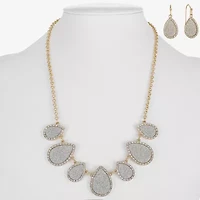 Monet Jewelry Two Tone Collar Frontal Necklaces & Drop Earring Womens Glass 2-pc. Jewelry Set
