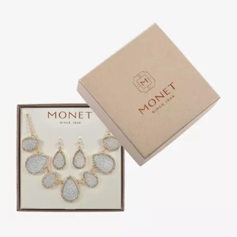 Monet Jewelry Two Tone Collar Frontal Necklaces & Drop Earring Womens Glass 2-pc. Jewelry Set