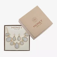 Monet Jewelry Two Tone Collar Frontal Necklaces & Drop Earring Womens Glass 2-pc. Jewelry Set