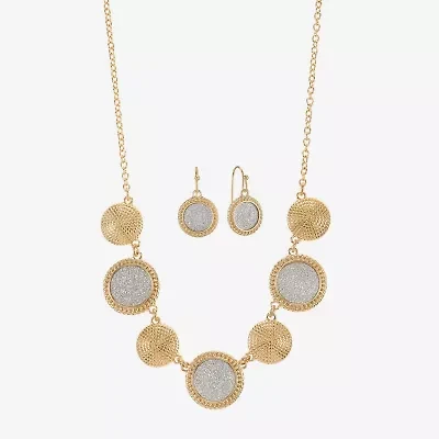 Monet Jewelry Two Tone Collar Frontal Necklaces & Drop Earring Womens Round 2-pc. Jewelry Set