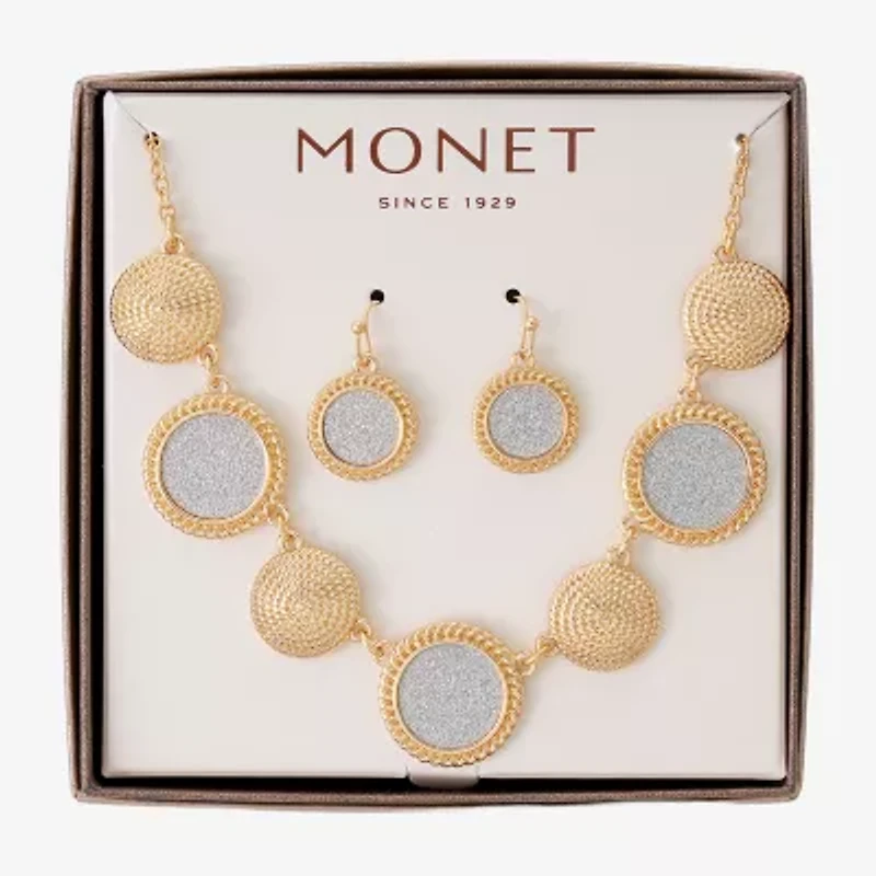 Monet Jewelry Two Tone Collar Frontal Necklaces & Drop Earring Womens Round 2-pc. Jewelry Set