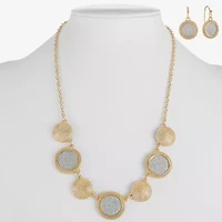 Monet Jewelry Two Tone Collar Frontal Necklaces & Drop Earring Womens Round 2-pc. Jewelry Set