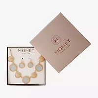 Monet Jewelry Two Tone Collar Frontal Necklaces & Drop Earring Womens Round 2-pc. Jewelry Set